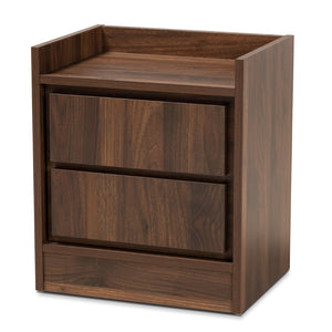 Baxton Studio Baxton Studio Hale Modern Nightstand - Walnut Brown Wood, Compact Design with Enclosed Storage ET8003-Walnut-NS