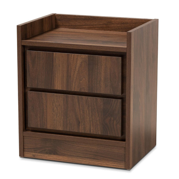 Baxton Studio Baxton Studio Hale Modern Nightstand - Walnut Brown Wood, Compact Design with Enclosed Storage ET8003-Walnut-NS