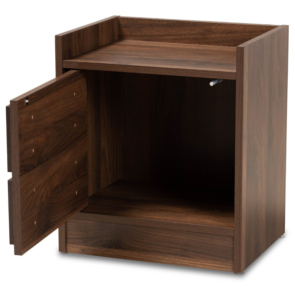 Baxton Studio Baxton Studio Hale Modern Nightstand - Walnut Brown Wood, Compact Design with Enclosed Storage ET8003-Walnut-NS