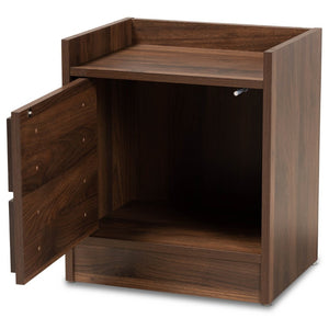 Baxton Studio Baxton Studio Hale Modern Nightstand - Walnut Brown Wood, Compact Design with Enclosed Storage ET8003-Walnut-NS