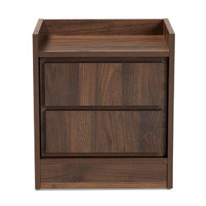Baxton Studio Baxton Studio Hale Modern Nightstand - Walnut Brown Wood, Compact Design with Enclosed Storage ET8003-Walnut-NS