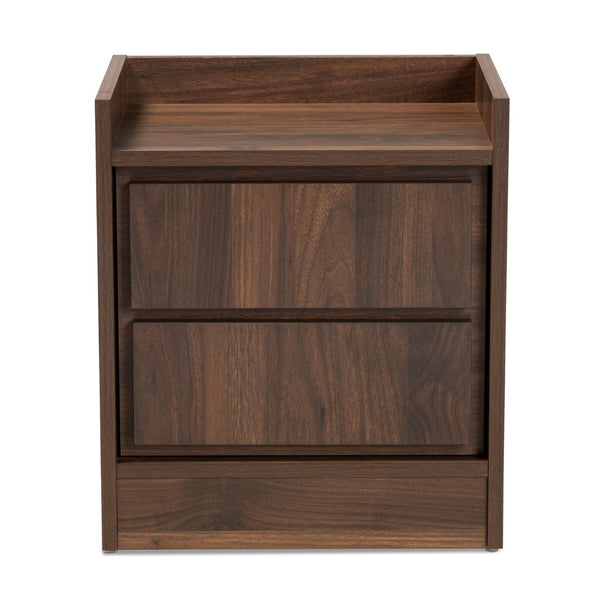 Baxton Studio Baxton Studio Hale Modern Nightstand - Walnut Brown Wood, Compact Design with Enclosed Storage ET8003-Walnut-NS