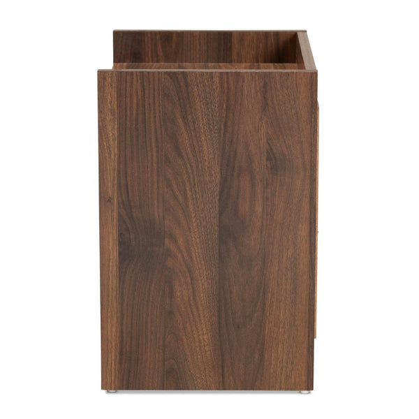 Baxton Studio Baxton Studio Hale Modern Nightstand - Walnut Brown Wood, Compact Design with Enclosed Storage ET8003-Walnut-NS