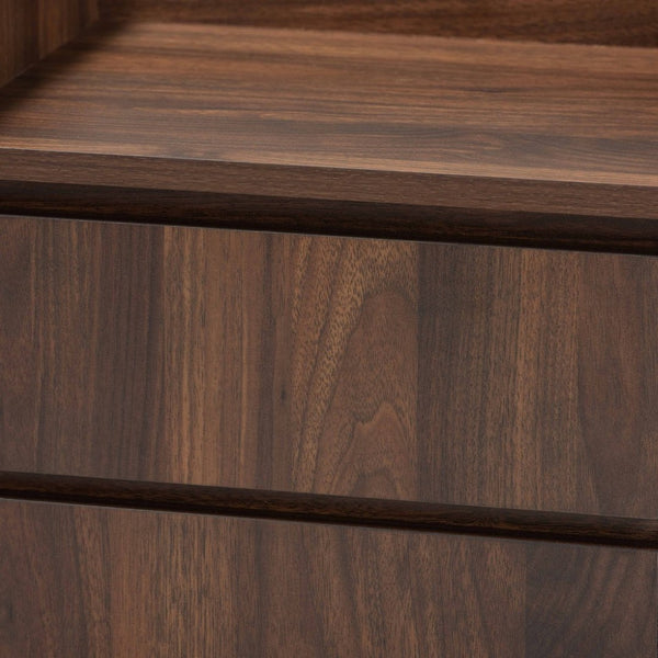 Baxton Studio Baxton Studio Hale Modern Nightstand - Walnut Brown Wood, Compact Design with Enclosed Storage ET8003-Walnut-NS