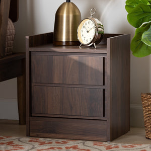 Baxton Studio Baxton Studio Hale Modern Nightstand - Walnut Brown Wood, Compact Design with Enclosed Storage ET8003-Walnut-NS