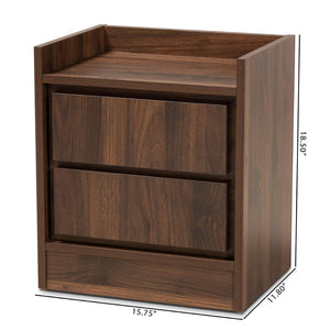 Baxton Studio Baxton Studio Hale Modern Nightstand - Walnut Brown Wood, Compact Design with Enclosed Storage ET8003-Walnut-NS