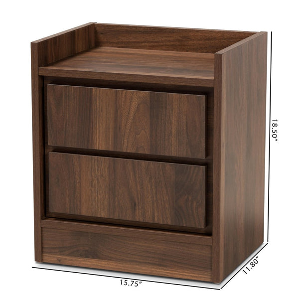 Baxton Studio Baxton Studio Hale Modern Nightstand - Walnut Brown Wood, Compact Design with Enclosed Storage ET8003-Walnut-NS