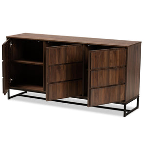 Baxton Studio Baxton Studio Modern Walnut & Black Metal 3-Door Sideboard Buffet - Stylish Storage for Dining Rooms MPC8009-Walnut-Sideboard