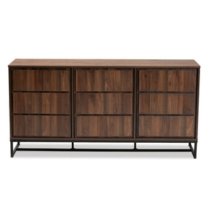 Baxton Studio Baxton Studio Modern Walnut & Black Metal 3-Door Sideboard Buffet - Stylish Storage for Dining Rooms MPC8009-Walnut-Sideboard