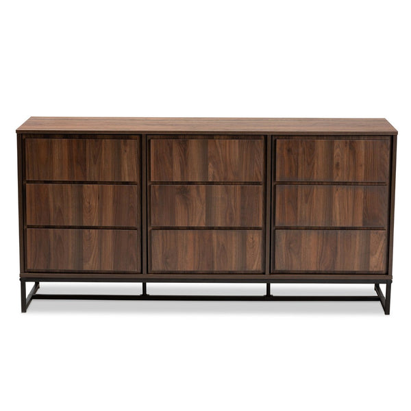 Baxton Studio Baxton Studio Modern Walnut & Black Metal 3-Door Sideboard Buffet - Stylish Storage for Dining Rooms MPC8009-Walnut-Sideboard