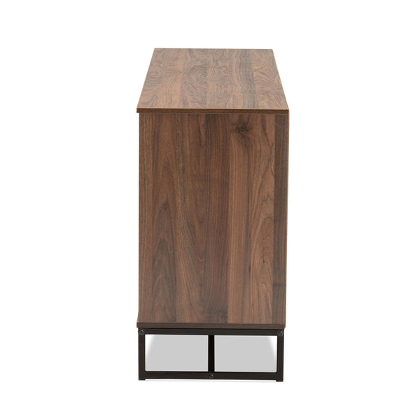 Baxton Studio Baxton Studio Modern Walnut & Black Metal 3-Door Sideboard Buffet - Stylish Storage for Dining Rooms MPC8009-Walnut-Sideboard