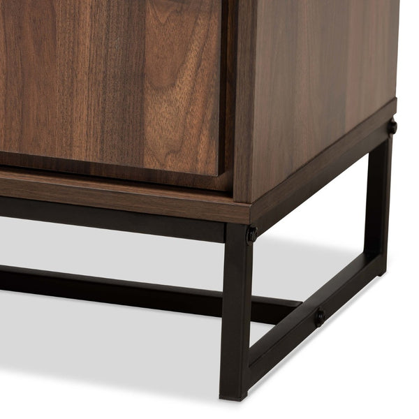 Baxton Studio Baxton Studio Modern Walnut & Black Metal 3-Door Sideboard Buffet - Stylish Storage for Dining Rooms MPC8009-Walnut-Sideboard