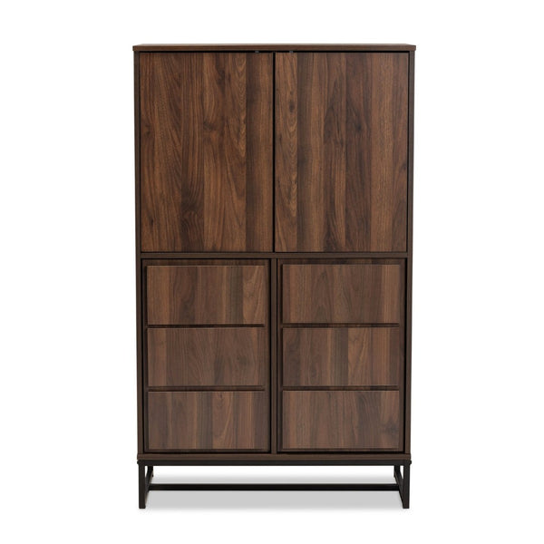 Baxton Studio Baxton Studio Modern Walnut Brown Storage Cabinet with Black Metal Base for Versatile Organization MPC8010-Walnut-Cabinet