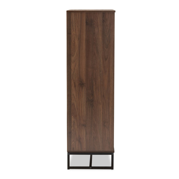 Baxton Studio Baxton Studio Modern Walnut Brown Storage Cabinet with Black Metal Base for Versatile Organization MPC8010-Walnut-Cabinet