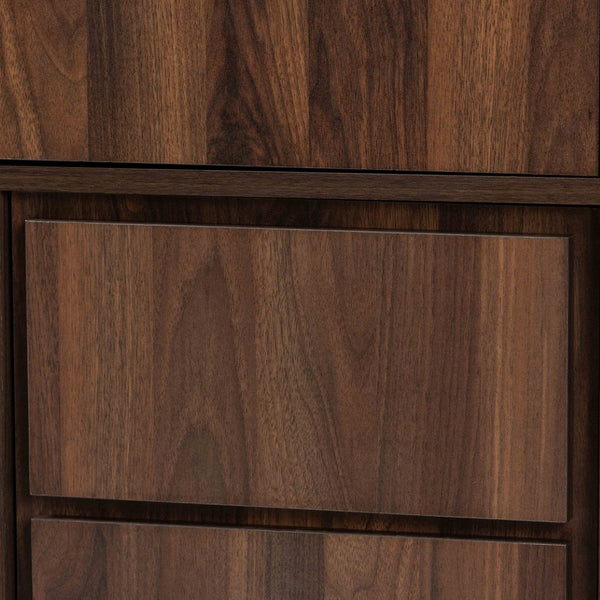 Baxton Studio Baxton Studio Modern Walnut Brown Storage Cabinet with Black Metal Base for Versatile Organization MPC8010-Walnut-Cabinet