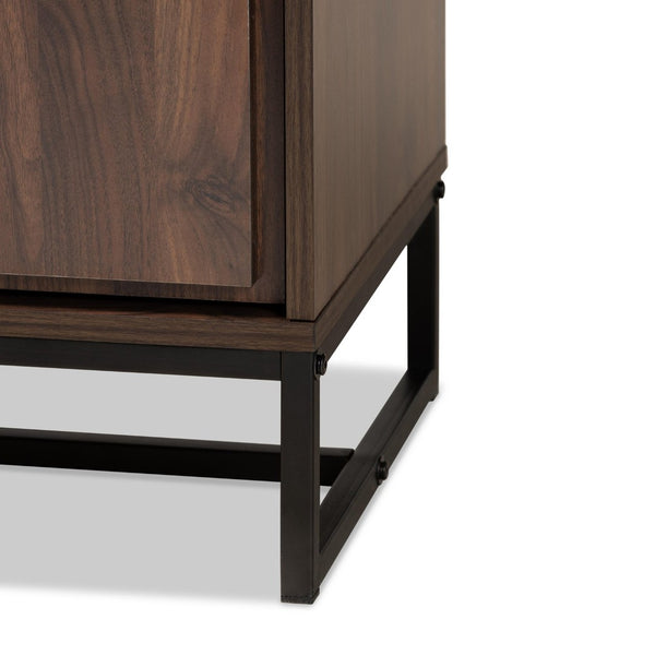 Baxton Studio Baxton Studio Modern Walnut Brown Storage Cabinet with Black Metal Base for Versatile Organization MPC8010-Walnut-Cabinet