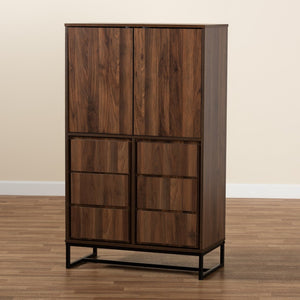Baxton Studio Baxton Studio Modern Walnut Brown Storage Cabinet with Black Metal Base for Versatile Organization MPC8010-Walnut-Cabinet