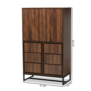 Baxton Studio Baxton Studio Modern Walnut Brown Storage Cabinet with Black Metal Base for Versatile Organization MPC8010-Walnut-Cabinet