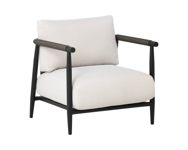 Sunpan Muros Outdoor Lounge Chair Faux Rattan Aluminum Frame UV Resistant Patio Seating Black 112165V