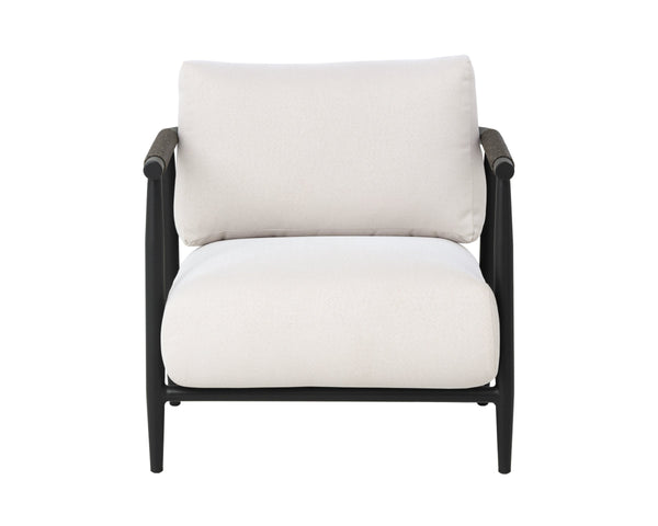 Sunpan Muros Outdoor Lounge Chair Faux Rattan Aluminum Frame UV Resistant Patio Seating Black 112165V