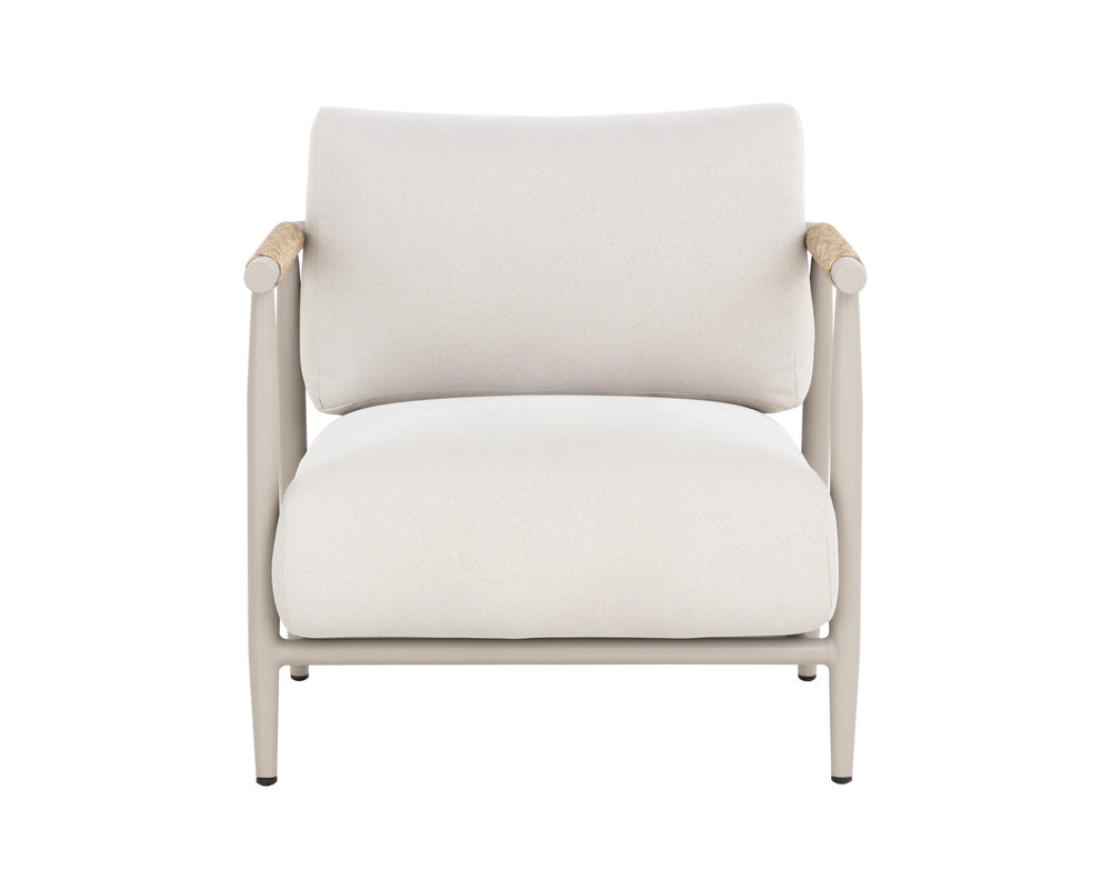 Sunpan Muros Outdoor Lounge Chair Faux Rattan Aluminum Frame UV Resistant Patio Seating Greige 112166V