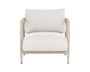 Sunpan Muros Outdoor Lounge Chair Faux Rattan Aluminum Frame UV Resistant Patio Seating Greige 112166V