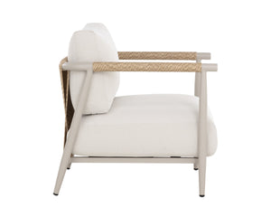 Sunpan Muros Outdoor Lounge Chair Faux Rattan Aluminum Frame UV Resistant Patio Seating Greige 112166V