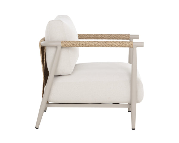 Sunpan Muros Outdoor Lounge Chair Faux Rattan Aluminum Frame UV Resistant Patio Seating Greige 112166V