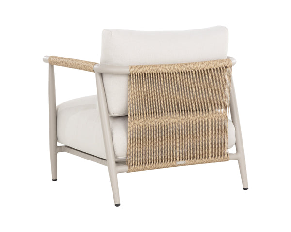Sunpan Muros Outdoor Lounge Chair Faux Rattan Aluminum Frame UV Resistant Patio Seating Greige 112166V