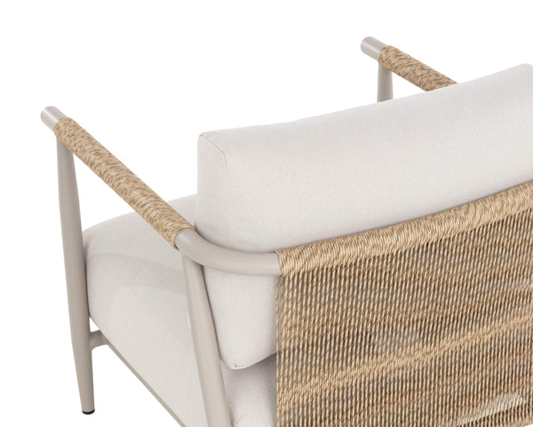 Sunpan Muros Outdoor Lounge Chair Faux Rattan Aluminum Frame UV Resistant Patio Seating Greige 112166V