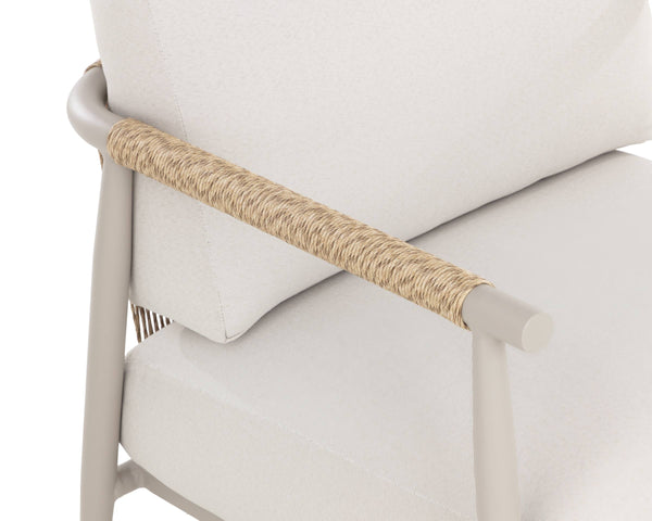 Sunpan Muros Outdoor Lounge Chair Faux Rattan Aluminum Frame UV Resistant Patio Seating Greige 112166V