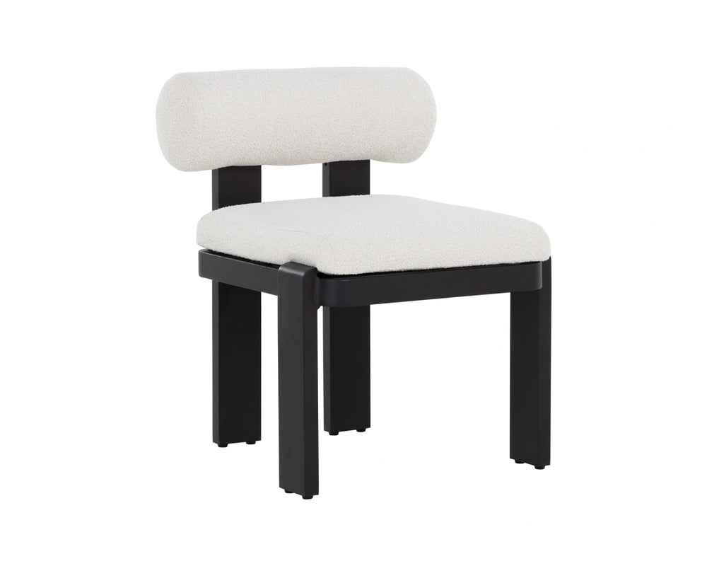 Sunpan Horris Upholstered Dining Arm Chair with Black Aluminum Frame and Cream Fabric Seat 112169V