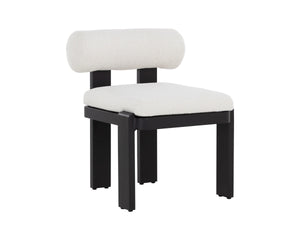 Sunpan Horris Upholstered Dining Arm Chair with Black Aluminum Frame and Cream Fabric Seat 112169V