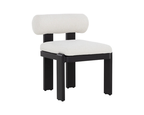 Sunpan Horris Upholstered Dining Arm Chair with Black Aluminum Frame and Cream Fabric Seat 112169V