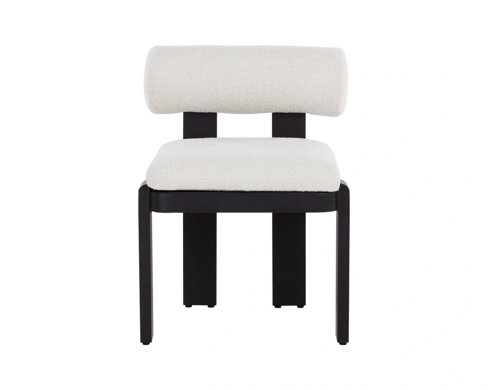 Sunpan Horris Upholstered Dining Arm Chair with Black Aluminum Frame and Cream Fabric Seat 112169V