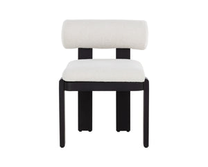 Sunpan Horris Upholstered Dining Arm Chair with Black Aluminum Frame and Cream Fabric Seat 112169V