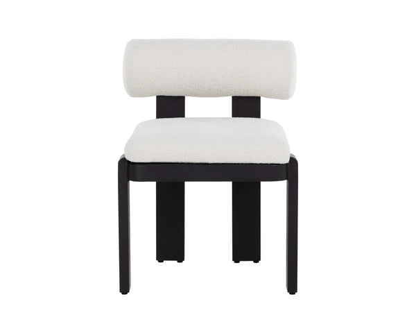 Sunpan Horris Upholstered Dining Arm Chair with Black Aluminum Frame and Cream Fabric Seat 112169V