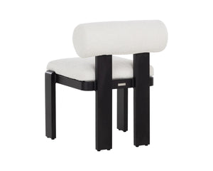 Sunpan Horris Upholstered Dining Arm Chair with Black Aluminum Frame and Cream Fabric Seat 112169V