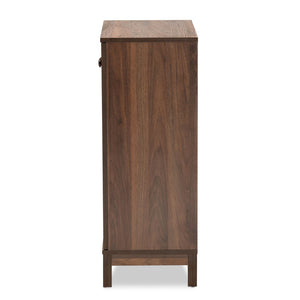 Baxton Studio Baxton Studio Nissa Modern Walnut 2-Door Shoe Storage Cabinet with Adjustable Shelves & Safety Features MPC8017-Walnut-Shoe Cabinet