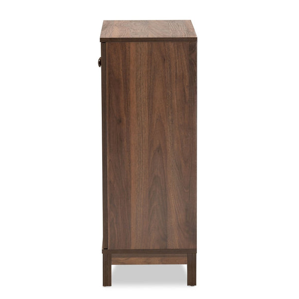 Baxton Studio Baxton Studio Nissa Modern Walnut 2-Door Shoe Storage Cabinet with Adjustable Shelves & Safety Features MPC8017-Walnut-Shoe Cabinet