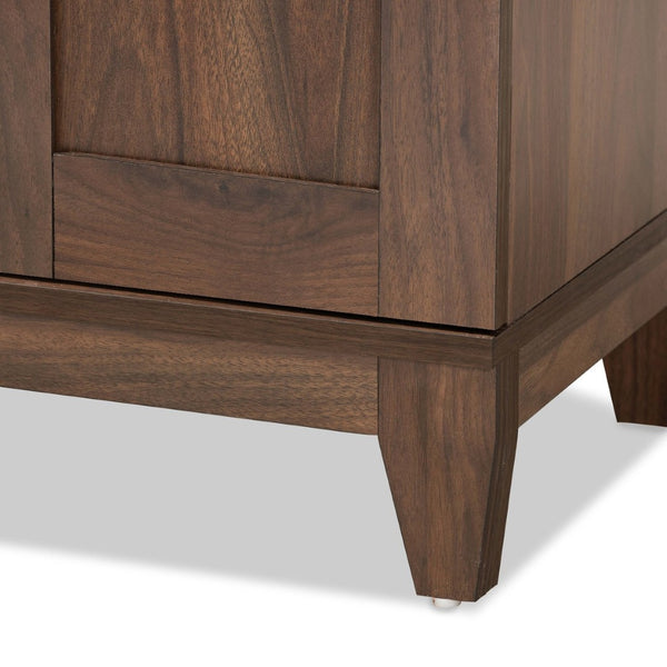 Baxton Studio Baxton Studio Nissa Modern Walnut 2-Door Shoe Storage Cabinet with Adjustable Shelves & Safety Features MPC8017-Walnut-Shoe Cabinet