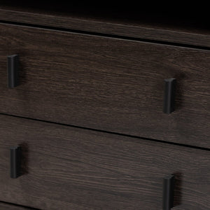 Baxton Studio Baxton Studio Glover Modern 2-Drawer Nightstand with Open Shelf, Dark Brown Wood & Black Metal Legs NS8016-Dark Brown-NS