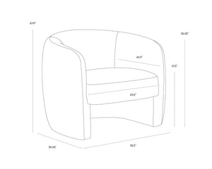 Sunpan Mircea Sculptural Curved Lounge Chair Fully Upholstered for Contemporary Living Rooms 112201