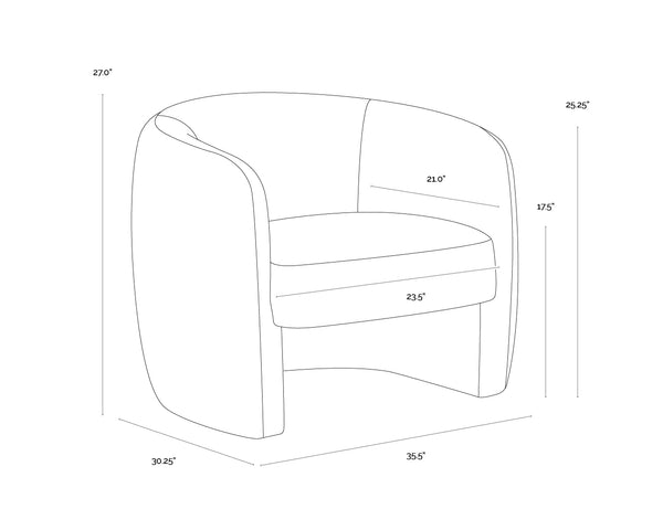 Sunpan Mircea Sculptural Curved Lounge Chair Fully Upholstered for Contemporary Living Rooms 112201