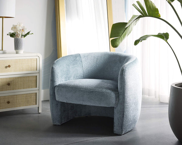 Sunpan Mircea Sculptural Curved Lounge Chair Fully Upholstered for Contemporary Living Rooms 112201