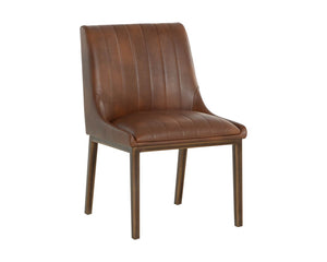 Sunpan Halden Dining Chair - Urban Bravo Cognac Faux Leather With Rustic Bronze Steel Frame For Retro Style Brown Faux Leather 112217