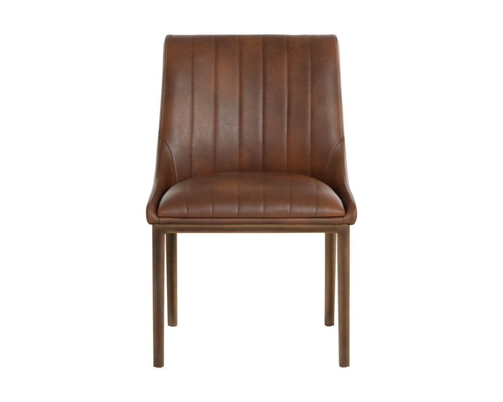 Sunpan Halden Dining Chair - Urban Bravo Cognac Faux Leather With Rustic Bronze Steel Frame For Retro Style Brown Faux Leather 112217