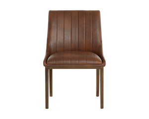 Sunpan Halden Dining Chair - Urban Bravo Cognac Faux Leather With Rustic Bronze Steel Frame For Retro Style Brown Faux Leather 112217