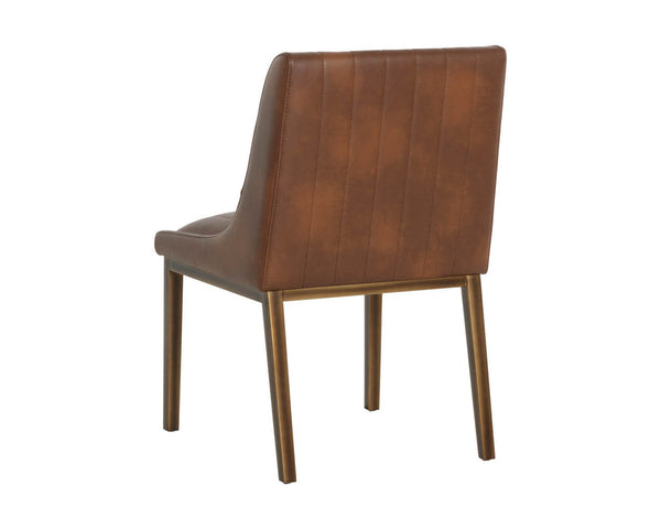 Sunpan Halden Dining Chair - Urban Bravo Cognac Faux Leather With Rustic Bronze Steel Frame For Retro Style Brown Faux Leather 112217