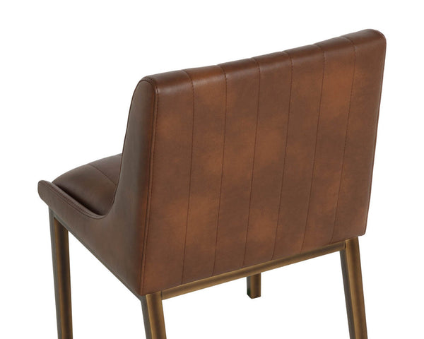 Sunpan Halden Dining Chair - Urban Bravo Cognac Faux Leather With Rustic Bronze Steel Frame For Retro Style Brown Faux Leather 112217